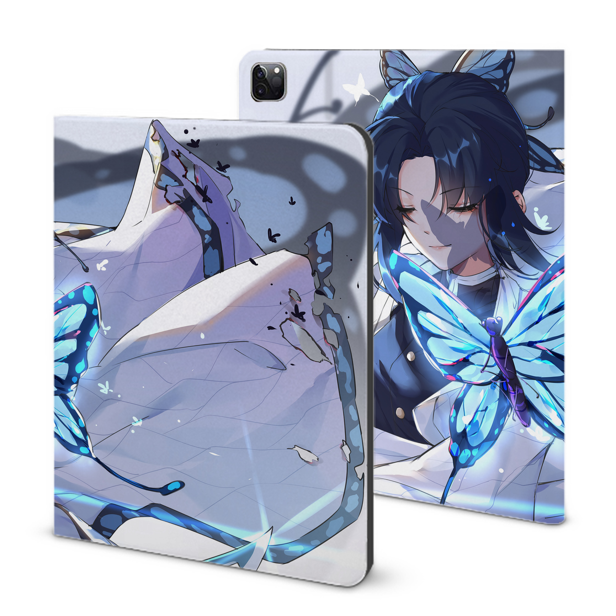 （画像用） 鬼滅の刃（きめつのやいば）蟲柱-胡蝶 しのぶ／こちょう しのぶ Kochou Shinobu IPad ケース ブック型 PUレザー TPU 耐衝撃 軽量 薄型 ペン収納なし 全面保護 IPad 各モデル対応